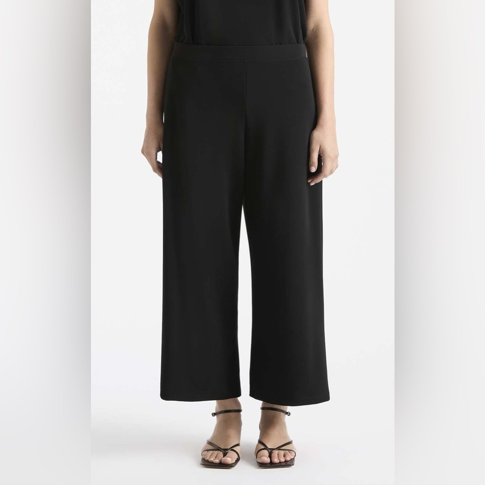 DREW Darcy Crepe Black Elastic Waist Pants NEW Size XS Cropped Wide Leg